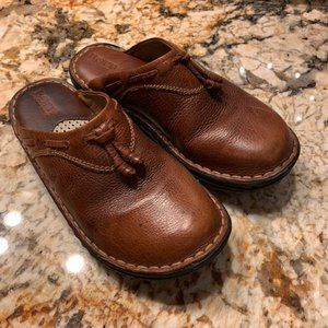 Born Tassel Pebbled Slip On Stitched Clogs Mules